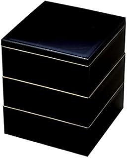 若泉漆器 3段重箱 4寸泉彩重 黒内朱塗 渕金 結び松 H-150-24-A 若泉漆器 3段重箱 4寸泉彩重 黒内朱塗 渕金 結び松 H-150-24-A